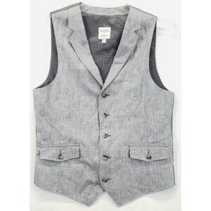 Baird McNutt Murano Vest Waistcoat Men Small Gray Linen Notch Lapel Button-Front